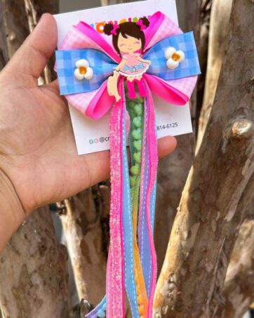 Laço Cruzado Junino com Tassel - Menina Chapéu