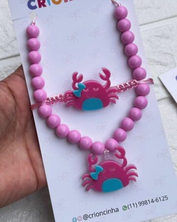 Kit Colar e Pulseira - Caranguejo