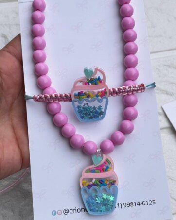 Kit Colar e Pulseira - Cupcake